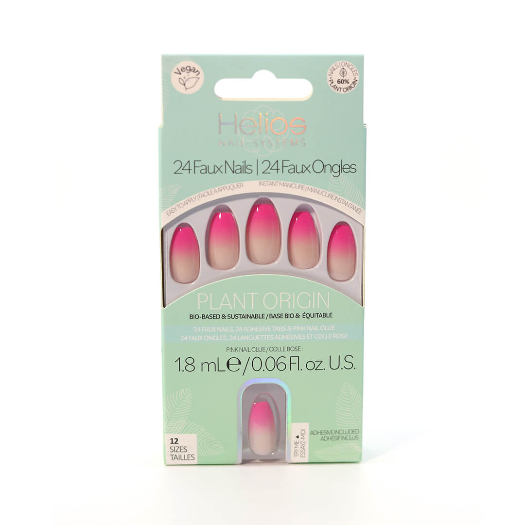 Plant Based Rose Red Ombre Coffin Nail Helios