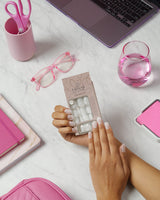 GEL EFFECT ARTIFICIAL NAILS - Coffin Pink Marble 24PC