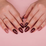 GEL EFFECT ARTIFICIAL NAILS - STILETTO BURGANDY MIX 24PC