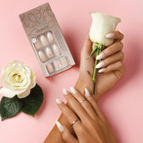 GEL EFFECT ARTIFICIAL NAILS - Stiletto French Gem 24PC
