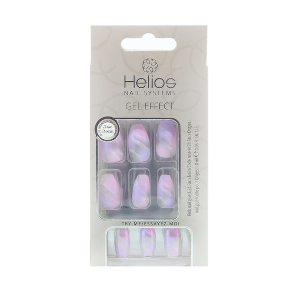 GEL EFFECT ARTIFICIAL NAILS - Coffin Pink Marble 24PC