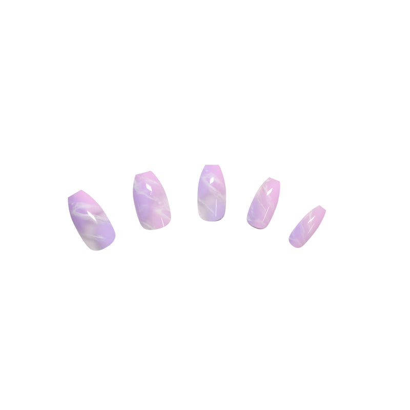 GEL EFFECT ARTIFICIAL NAILS - Coffin Pink Marble 24PC